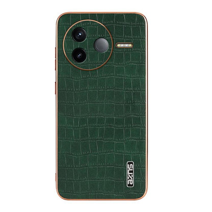 For Redmi K80 AZNS Electroplated Frame Crocodile Texture Full Coverage Phone Case(Green)