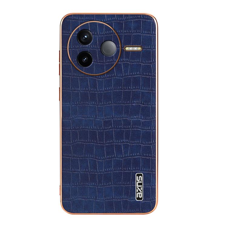 For Redmi K80 AZNS Electroplated Frame Crocodile Texture Full Coverage Phone Case(Blue)