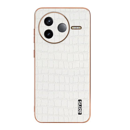For Redmi K80 AZNS Electroplated Frame Crocodile Texture Full Coverage Phone Case(White)