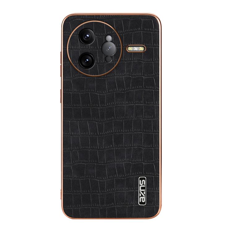 For Redmi K80 Pro AZNS Electroplated Frame Crocodile Texture Full Coverage Phone Case(Black)