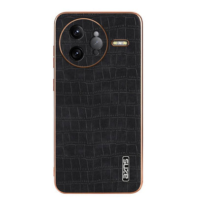 For Redmi K80 Pro AZNS Electroplated Frame Crocodile Texture Full Coverage Phone Case(Black)