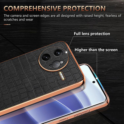 For Redmi K80 Pro AZNS Electroplated Frame Crocodile Texture Full Coverage Phone Case(Black)