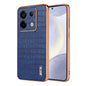 For Xiaomi Poco X6 AZNS Electroplated Frame Crocodile Texture Full Coverage Phone Case(Blue)