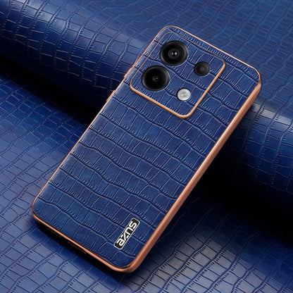 For Xiaomi Poco X6 AZNS Electroplated Frame Crocodile Texture Full Coverage Phone Case(Blue)