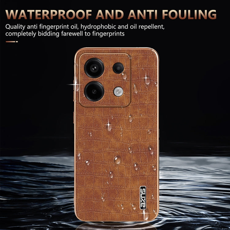 For Xiaomi Poco X6 AZNS Electroplated Frame Crocodile Texture Full Coverage Phone Case(Blue)