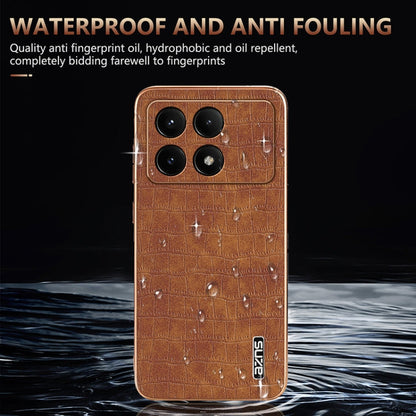 For Xiaomi Poco F6 Pro AZNS Electroplated Frame Crocodile Texture Full Coverage Phone Case(Black)