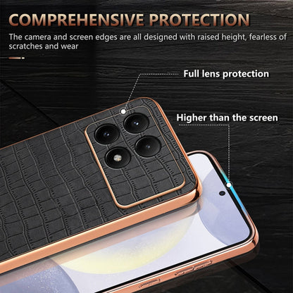 For Xiaomi Poco X6 Pro AZNS Electroplated Frame Crocodile Texture Full Coverage Phone Case(Brown)