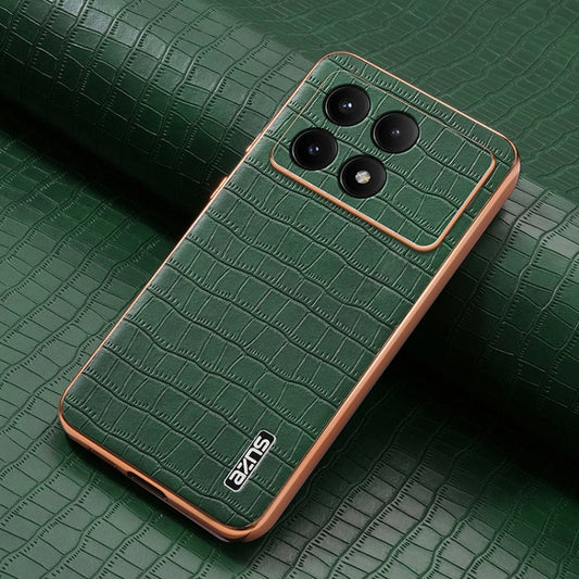 For Xiaomi Poco X6 Pro AZNS Electroplated Frame Crocodile Texture Full Coverage Phone Case(Green)