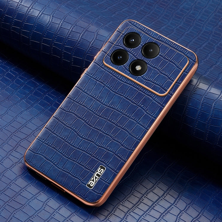 For Xiaomi Poco X6 Pro AZNS Electroplated Frame Crocodile Texture Full Coverage Phone Case(Blue)
