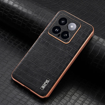 Pour Xiaomi 14 Coque de téléphone à couverture complète AZNS avec cadre galvanisé et texture crocodile (Noir)