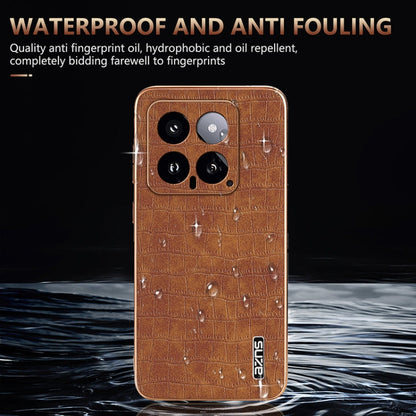 For Xiaomi 14 AZNS Electroplated Frame Crocodile Texture Full Coverage Phone Case(Green)