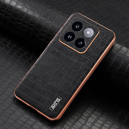 Pour Xiaomi 14 Pro Coque de téléphone à couverture complète AZNS avec cadre galvanisé et texture crocodile (Noir)