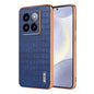 Pour Xiaomi 14 Pro AZNS Coque de téléphone à couverture complète avec cadre galvanisé et texture crocodile (bleu)