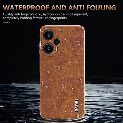 Pour Xiaomi Poco F5 Étui de téléphone à couverture complète en similicuir grain crocodile avec cadre galvanisé AZNS (Vert)