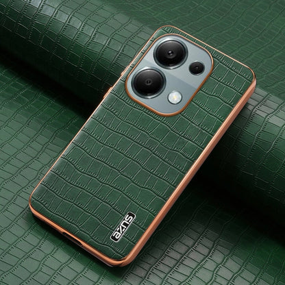 For Xiaomi Poco M6 Pro AZNS Electroplated Frame Crocodile Texture Full Coverage Phone Case(Green)