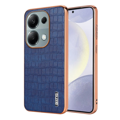 Pour Xiaomi Poco M6 Pro AZNS Coque de téléphone à couverture complète avec cadre électrolytique texture crocodile (Bleu)