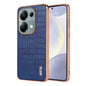 Pour Xiaomi Poco M6 Pro AZNS Coque de téléphone à couverture complète avec cadre électrolytique texture crocodile (Bleu)