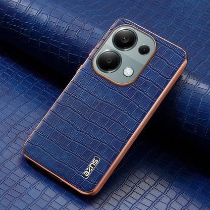 Pour Xiaomi Poco M6 Pro AZNS Coque de téléphone à couverture complète avec cadre électrolytique texture crocodile (Bleu)