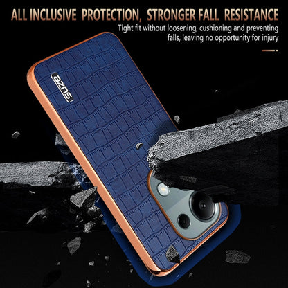 Pour Xiaomi Poco M6 Pro AZNS Coque de téléphone à couverture complète avec cadre électrolytique texture crocodile (Bleu)