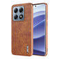 Pour Xiaomi 14T Coque de Téléphone à Couverture Complète en Texture Croco avec Cadre Électroplaqué AZNS (Marron)