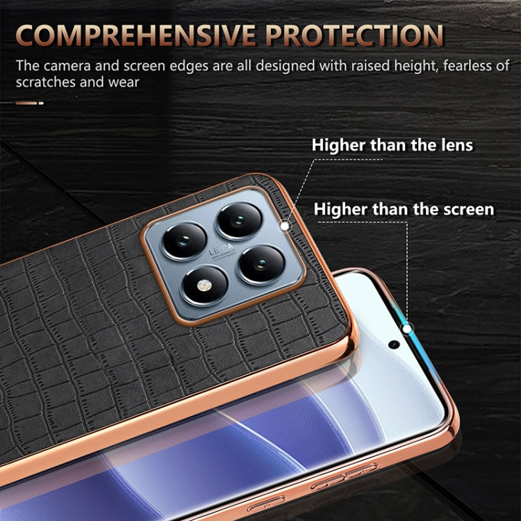 For Xiaomi 14T AZNS Electroplated Frame Crocodile Texture Full Coverage Phone Case(Green)