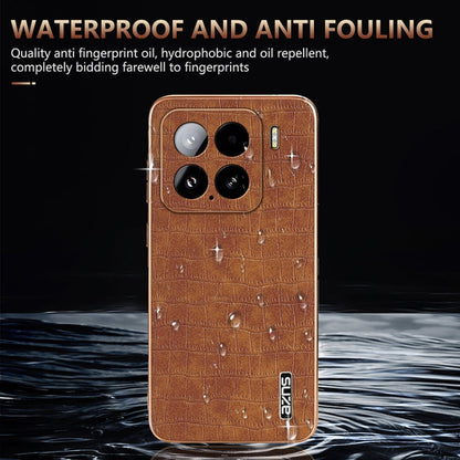 For Xiaomi 15 AZNS Electroplated Frame Crocodile Texture Full Coverage Phone Case(Blue)