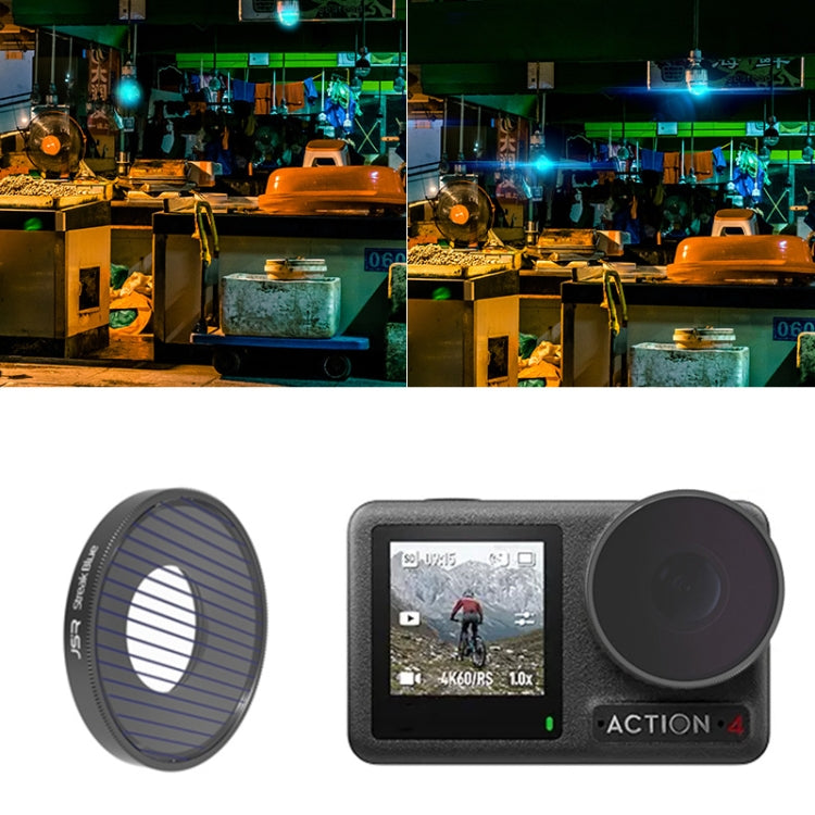 Pour filtre d'objectif de caméra fileté DJI Osmo Action 4 JUNESTAR, filtre : Dessin de rayures bleues