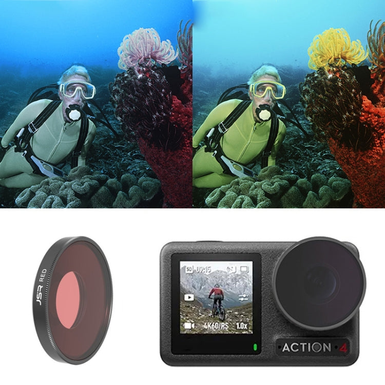 Pour DJI Osmo Action 4 JUNESTAR Filtre d'objectif de caméra fileté, Filtre:Filtre de plongée rouge