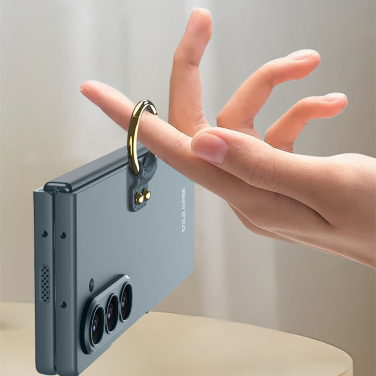 For Samsung Galaxy Z Flip6 / Flip7 FE GKK Accurate Hole Ultra-thin PC Phone Case with Ring Holder(Dark Green)