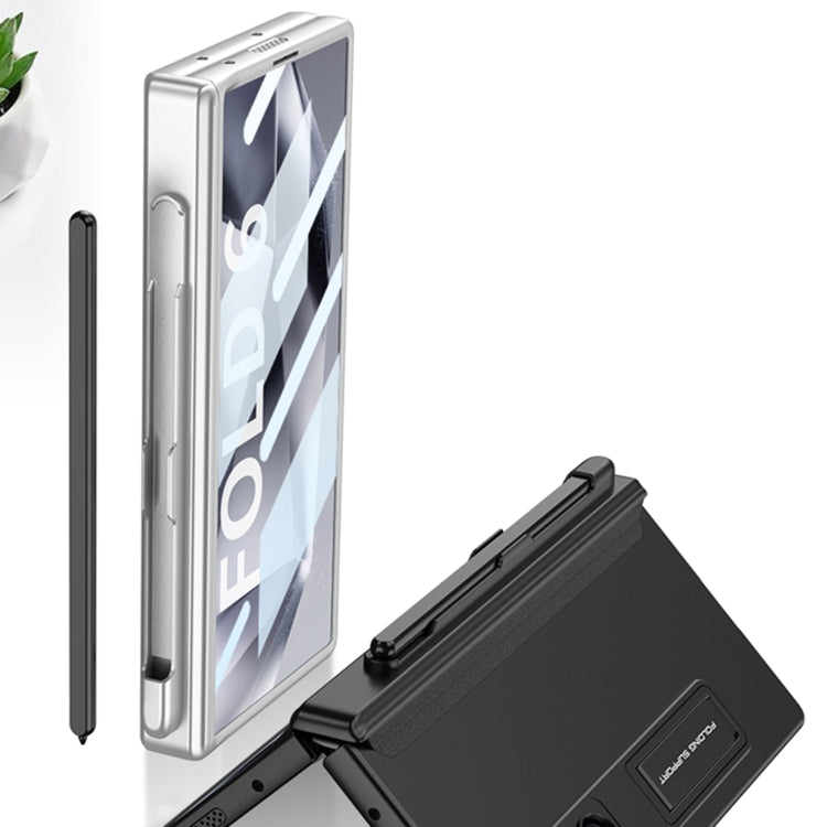 For Samsung Galaxy Z Fold6 GKK Integrated Full Coverage Magnetic Fold Phone Case with Pen Slot, Not Included Pen(Titanium Gray)