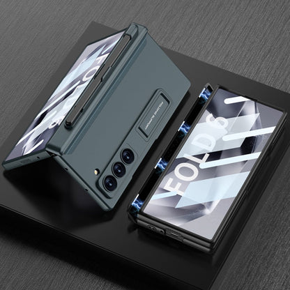 For Samsung Galaxy Z Fold6 GKK Integrated Full Coverage Magnetic Fold Phone Case with Pen Slot, Not Included Pen(Titanium Gray)