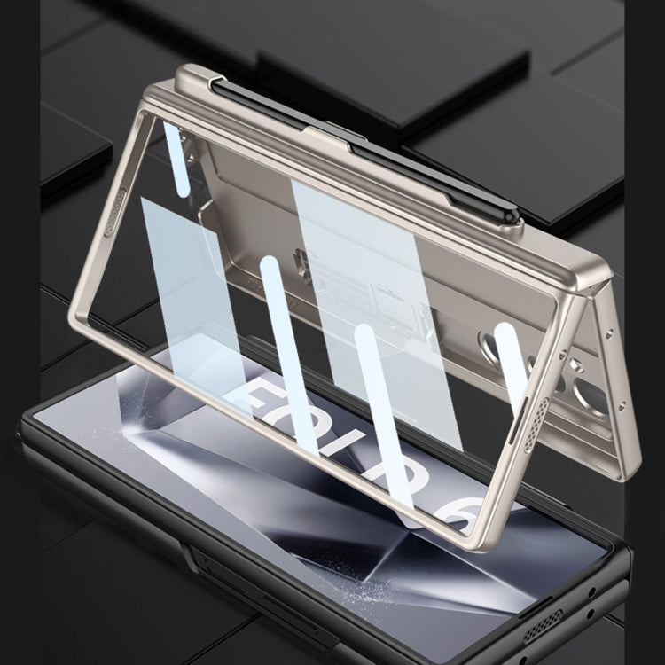 For Samsung Galaxy Z Fold6 GKK Integrated Full Coverage Magnetic Fold Phone Case with Pen Slot, Not Included Pen(Titanium Gray)