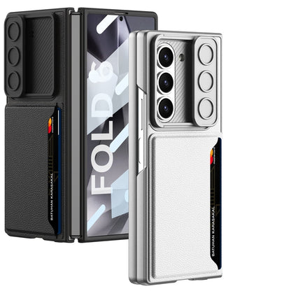For Samsung Galaxy Z Fold6 GKK Integrated Ultra-thin Sliding Window Card Slot Phone Case(Carbon Fiber)
