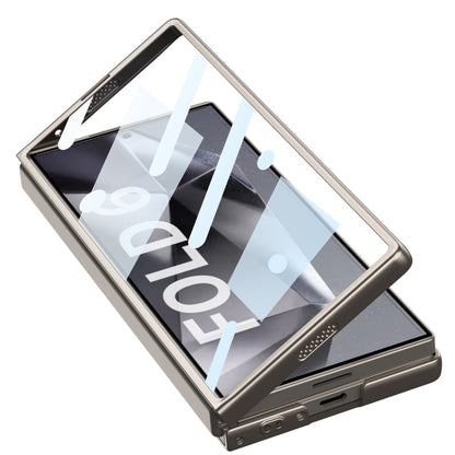For Samsung Galaxy Z Fold6 GKK Integrated Ultra-thin Sliding Window Card Slot Phone Case(Carbon Fiber)