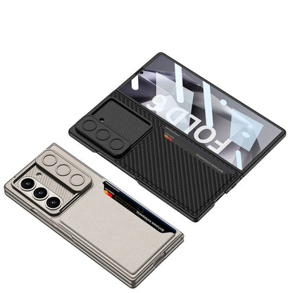 For Samsung Galaxy Z Fold6 GKK Integrated Ultra-thin Sliding Window Card Slot Phone Case(Titanium Gray)