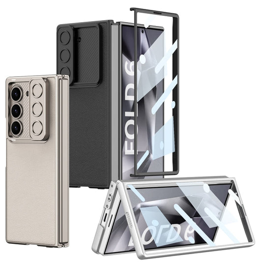 For Samsung Galaxy Z Fold6 GKK Integrated Ultra-thin Sliding Window Leather Phone Case(Black)