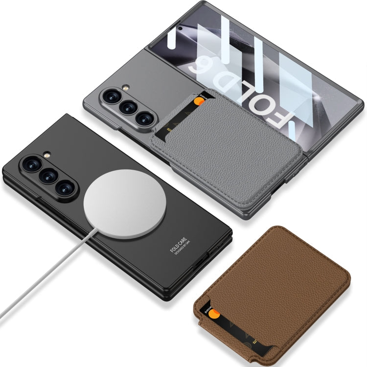 Pour Samsung Galaxy Z Fold6 Étui de Téléphone GKK Intégré Magsafe avec Fente pour Carte Détachable (Fibre de Carbone)