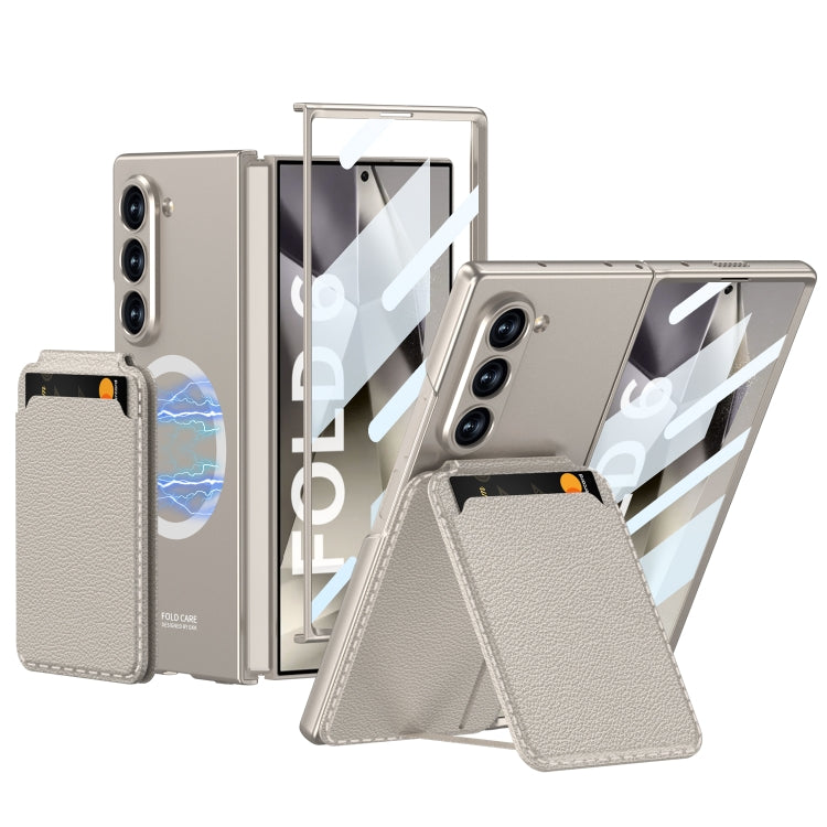 Pour Samsung Galaxy Z Fold6 GKK Coque de téléphone intégrée Magsafe avec fente pour carte détachable (Gris Titane)