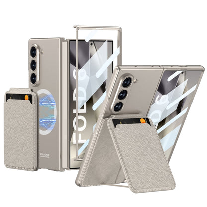 Pour Samsung Galaxy Z Fold6 GKK Coque de téléphone intégrée Magsafe avec fente pour carte détachable (Gris Titane)