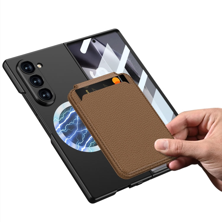 Pour Samsung Galaxy Z Fold6 GKK Coque de téléphone intégrée Magsafe avec fente pour carte détachable (Gris Titane)