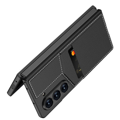 For Samsung Galaxy Z Fold6 GKK Integrated Rotor Bracket Recessed Card Bag Phone Case(Black)