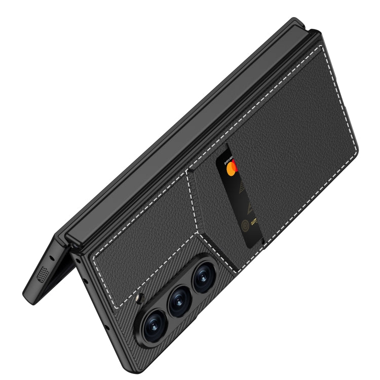 For Samsung Galaxy Z Fold6 GKK Integrated Rotor Bracket Recessed Card Bag Phone Case(Titanium Grey)