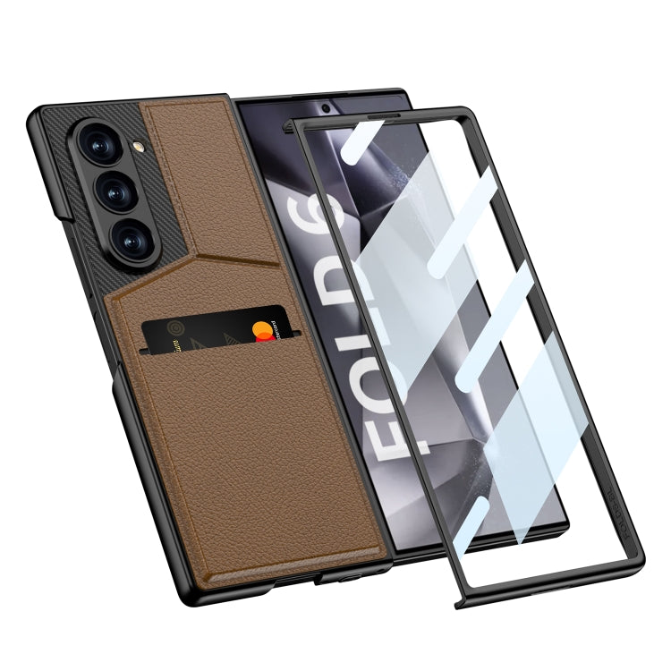 For Samsung Galaxy Z Fold6 GKK Integrated Rotor Bracket Recessed Card Bag Phone Case(Titanium Grey)