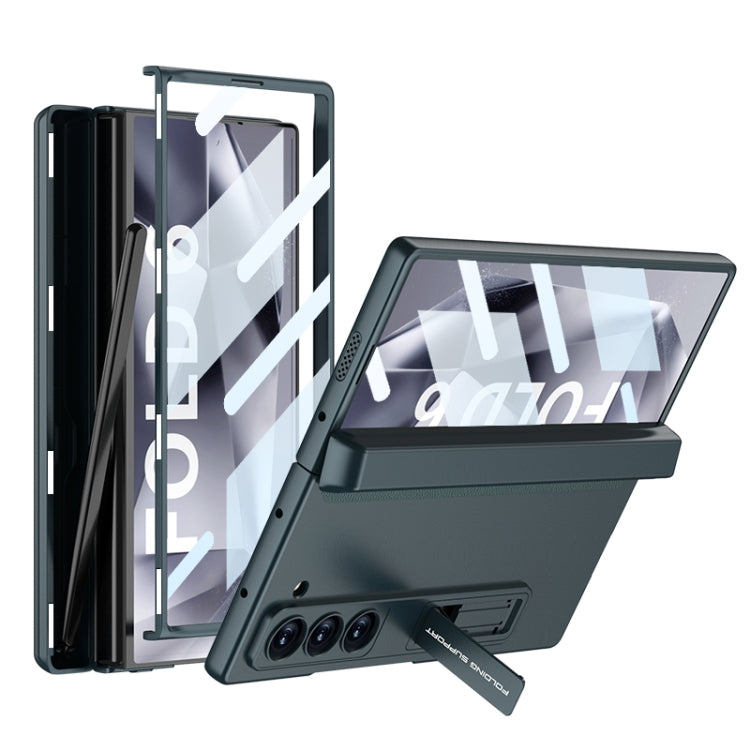 Pour Samsung Galaxy Z Fold6 GKK Étui de téléphone à rabat magnétique intégré avec boîte à stylo, stylo non inclus (vert)