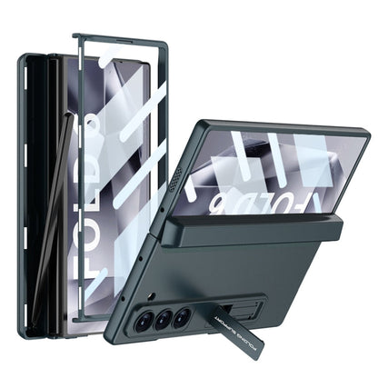 Pour Samsung Galaxy Z Fold6 GKK Étui de téléphone à rabat magnétique intégré avec boîte à stylo, stylo non inclus (vert)