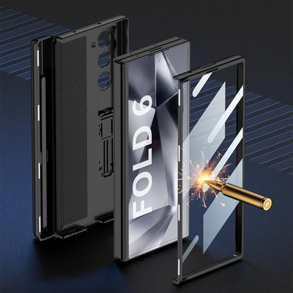 Pour Samsung Galaxy Z Fold6 GKK Étui de téléphone à rabat magnétique intégré avec boîte à stylo, stylo non inclus (vert)