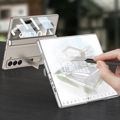 Pour Samsung Galaxy Z Fold6 GKK Étui de téléphone à rabat magnétique intégré avec boîte à stylo, stylo non inclus (vert)