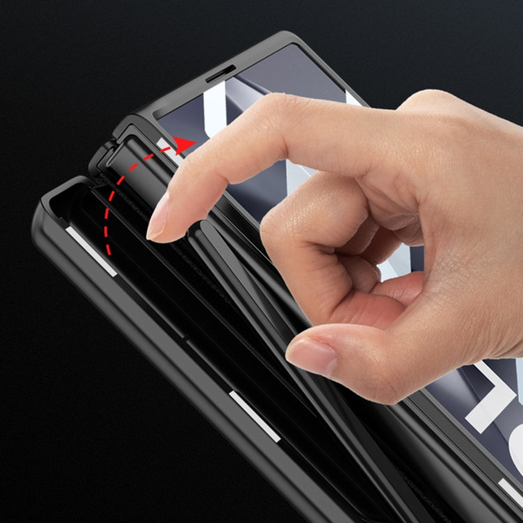 Pour Samsung Galaxy Z Fold6 GKK Étui de téléphone à rabat magnétique intégré avec boîte à stylo, stylo non inclus (vert)