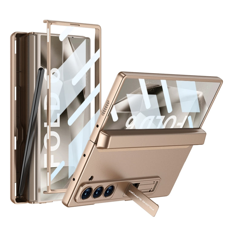 For Samsung Galaxy Z Fold6 GKK Integrated Magnetic Full Coverage Flip Phone Case with Pen Box, Not Included Pen(Gold)