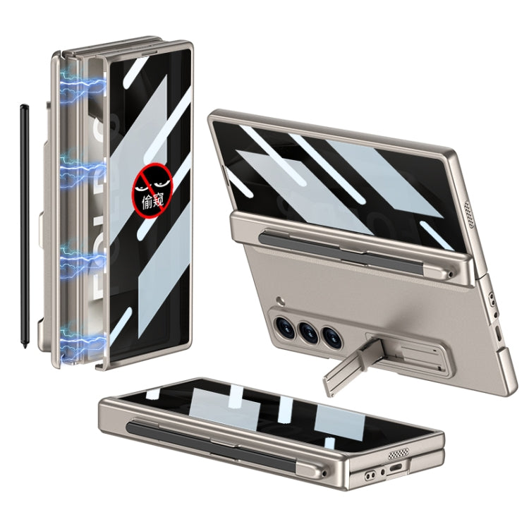 Pour étui de téléphone magnétique pliable à couverture complète anti-espion intégré GKK pour Samsung Galaxy Z Fold6 avec fente pour stylo, stylo non inclus (Gris Titane)
